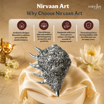 Divine Kamdehnu Shankh |999 Pure Silver Matt Plated