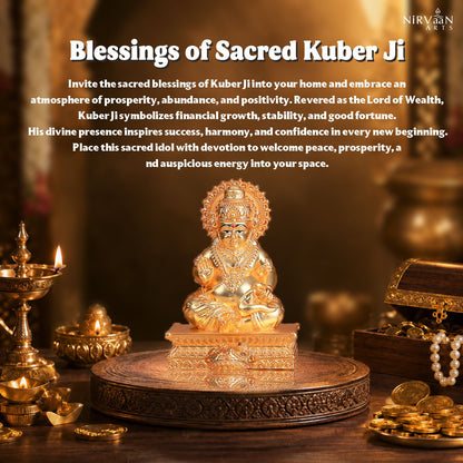 Pure Gold Plated Kuber Ji Idol With Mangoose | Wealth & Prosperity Symbol for Home & Office