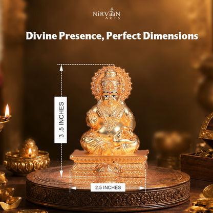 Pure Gold Plated Kuber Ji Idol With Mangoose | Wealth & Prosperity Symbol for Home & Office