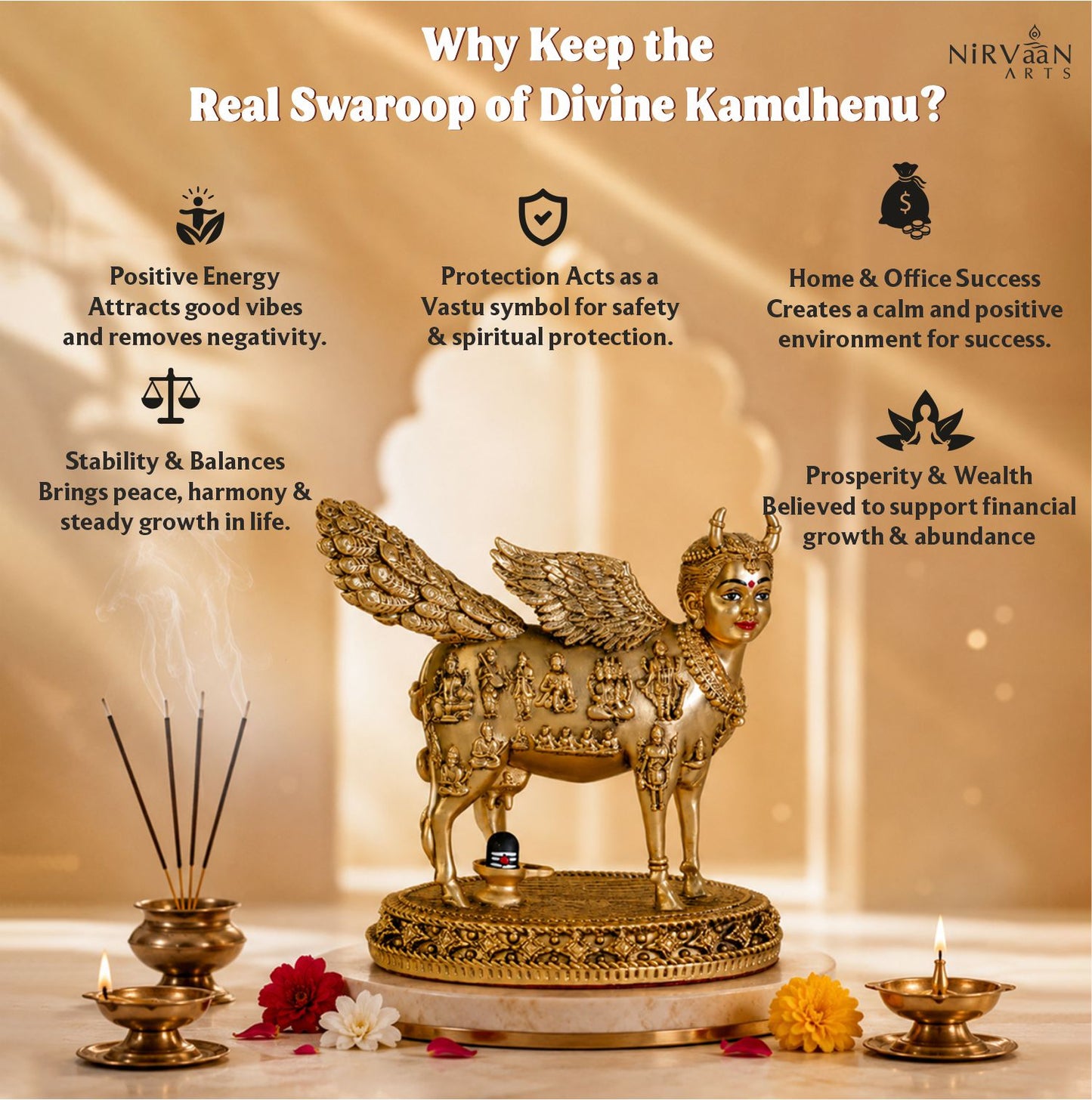 Real Swaroop of Divine Kamdhenu Cow Idol | Surabhi Mata| Pure Gold Plated