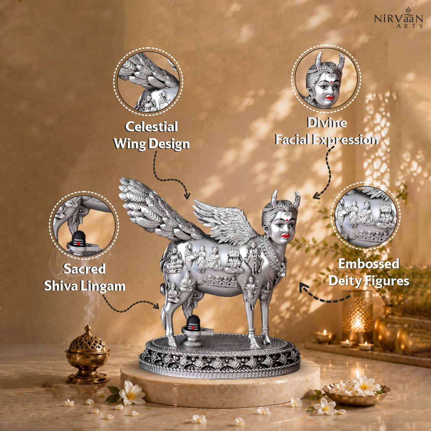 Real Swaroop of Divine Kamdhenu Cow Idol | Surabhi Mata| Pure Silver Plated