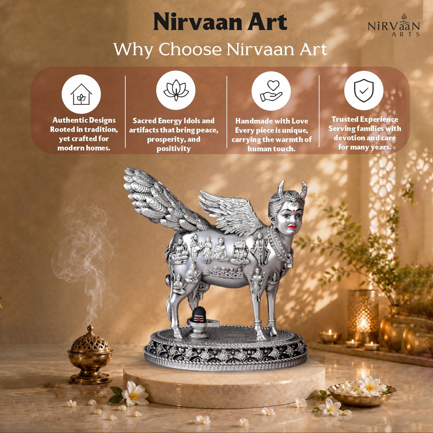 Real Swaroop of Divine Kamdhenu Cow Idol | Surabhi Mata| Pure Silver Plated