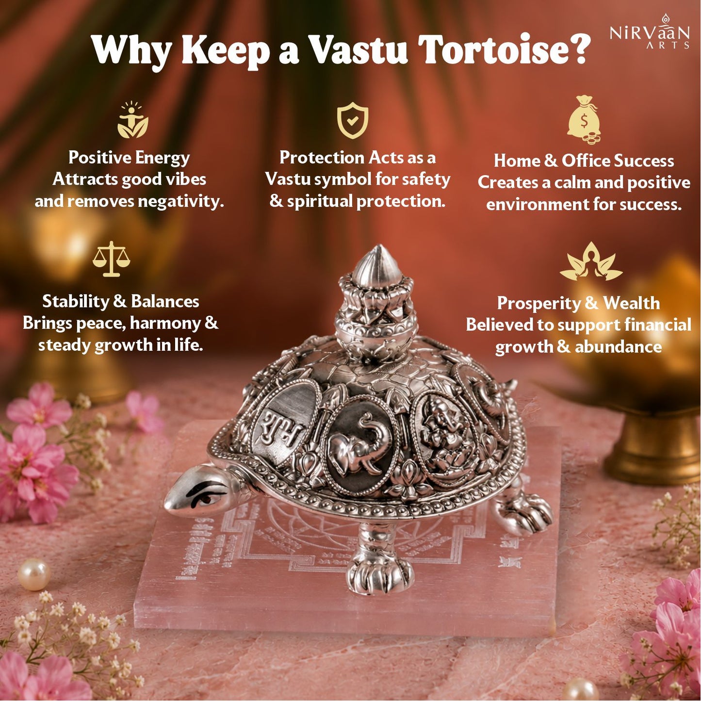 Shree Samruddhi Vastu Tortoise | Pure Silver Plated | 3.5 Inches
